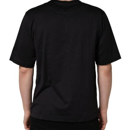 Dolce & Gabbana Black Angel Print Cotton Crew Neck T-shirt