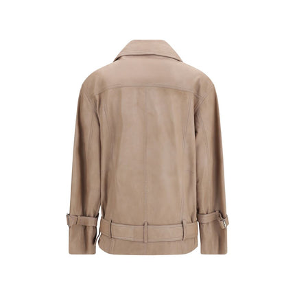 PINKO Beige Lambskin Leather Jacket
