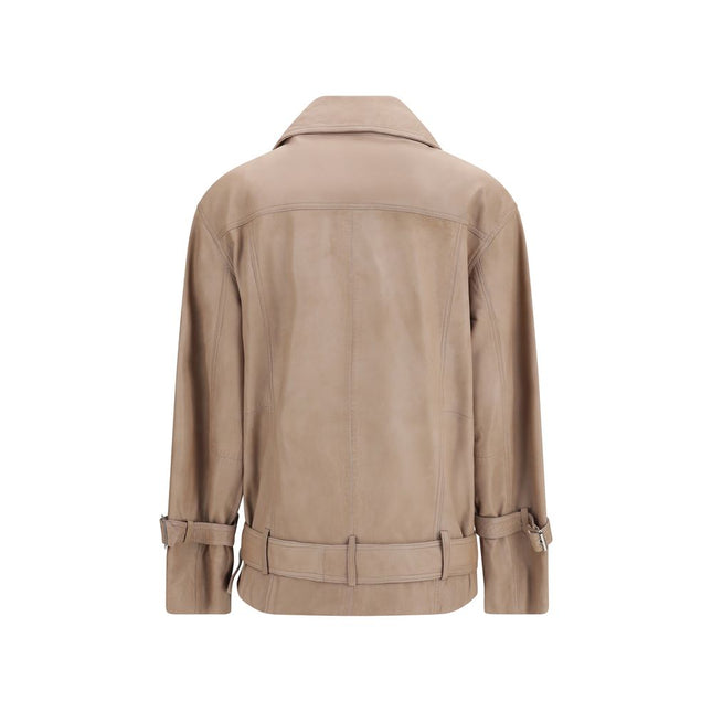 PINKO Beige Lambskin Leather Jacket