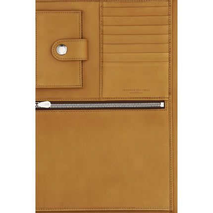 Brunello Cucinelli Brown Calf Leather Bos Taurus Wallet