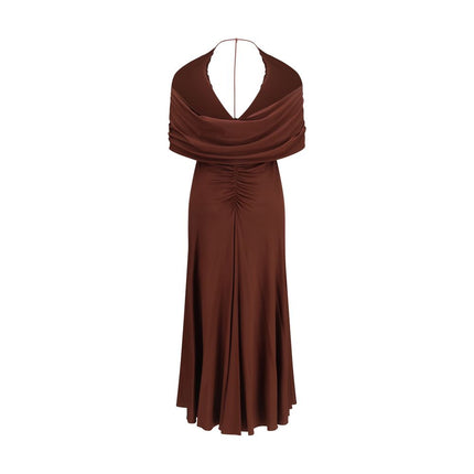 Self-Portrait Brown Viscose Casual Dress