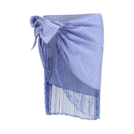 The Andamane Blue Cotton Midi Skirt