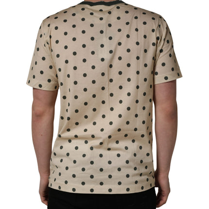 Dolce & Gabbana Beige Cotton Polka Dot Graphic Tee T-shirt