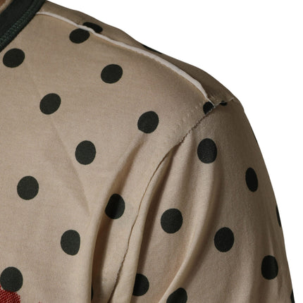Dolce & Gabbana Beige Cotton Polka Dot Graphic Tee T-shirt