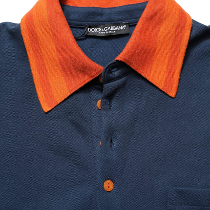 Dolce & Gabbana Navy Blue Cotton Logo Short Sleeves Men Polo T-shirt