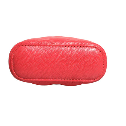 Chanel Red Caviar Quilted Small Vertical Coco Beauty Vanity Case with Chain