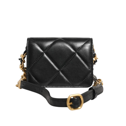 Chanel 19 Flap Coin Purse Quilted Leather Black Crossbody