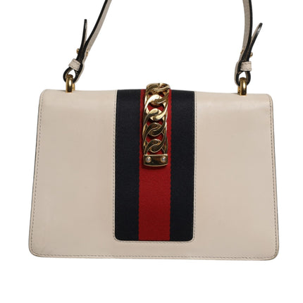 Gucci White Calfskin Leather Sylvie Crossbody Bag