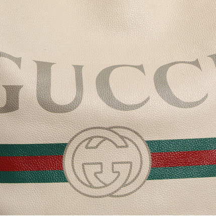 Gucci White Web Sherry Logo Print Tote Bag