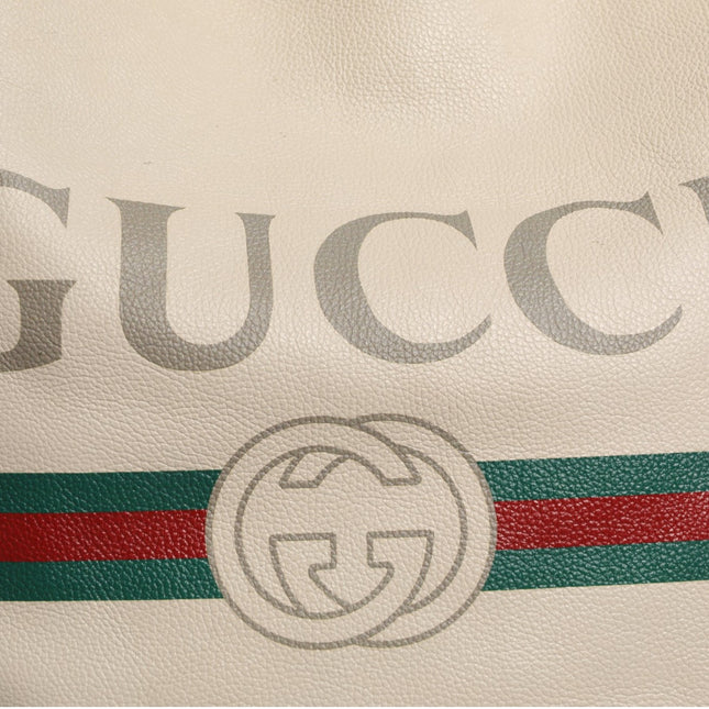 Gucci White Web Sherry Logo Print Tote Bag