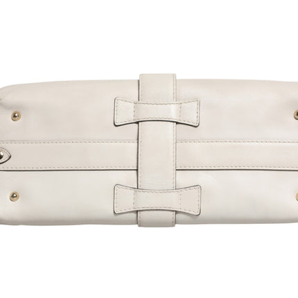 Gucci White Leather Stirrup Top Handle Bag