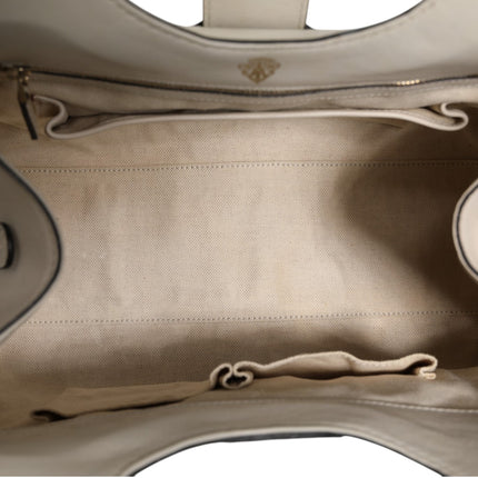 Gucci White Leather Stirrup Top Handle Bag