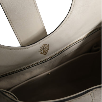 Gucci White Leather Stirrup Top Handle Bag