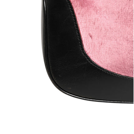 Gucci Jackie Pink Velvet And Black Leather Shoulder Bag