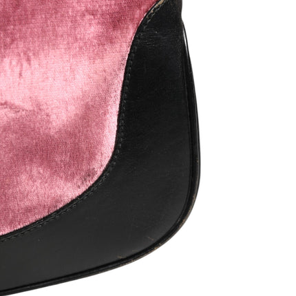 Gucci Jackie Pink Velvet And Black Leather Shoulder Bag