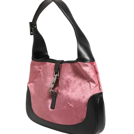 Gucci Jackie Pink Velvet And Black Leather Shoulder Bag