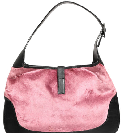 Gucci Jackie Pink Velvet And Black Leather Shoulder Bag