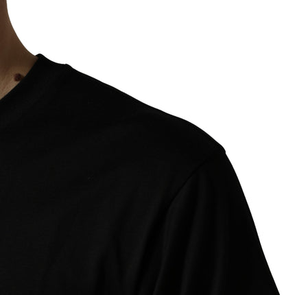 Dolce & Gabbana Black Cotton Jersey Logo Patch Crew Neck T-shirt