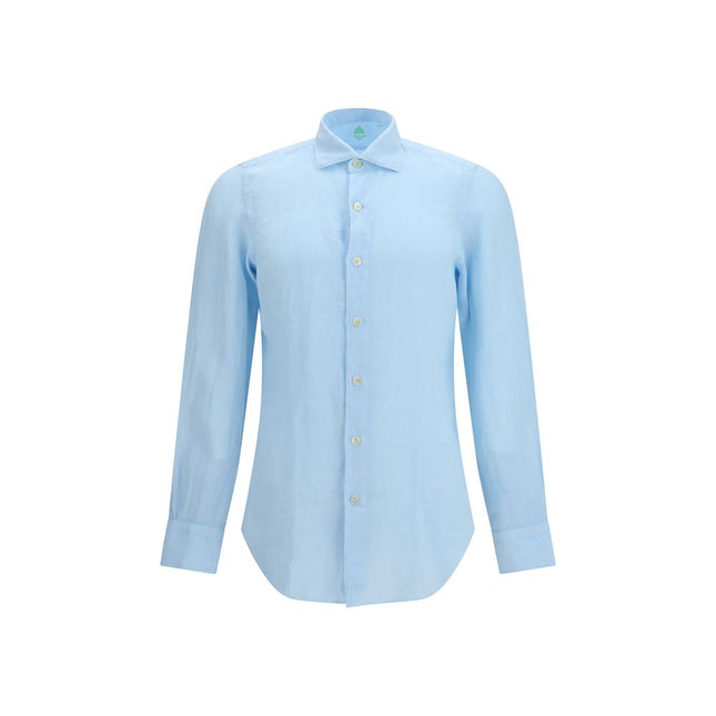 Finamore Blue Linen Longsleeve Shirt