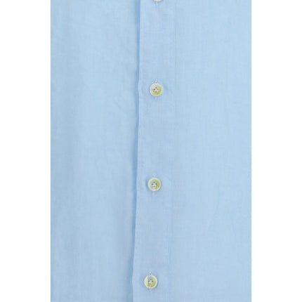 Finamore Blue Linen Longsleeve Shirt