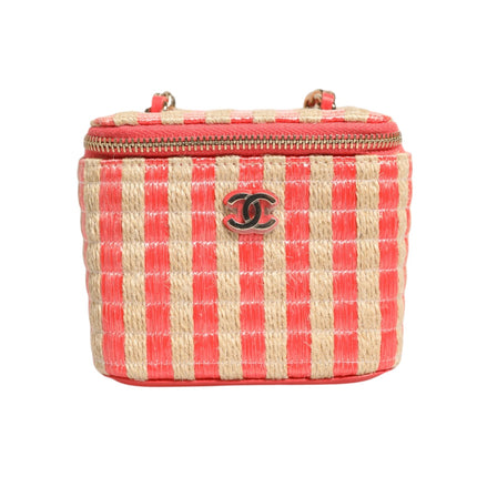 Chanel Raffia Jute Striped Mini Vanity Case