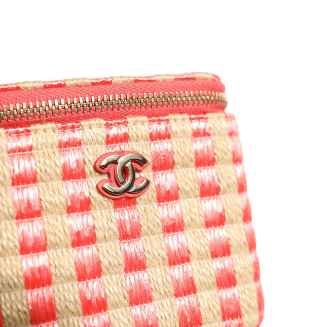 Chanel Raffia Jute Striped Mini Vanity Case