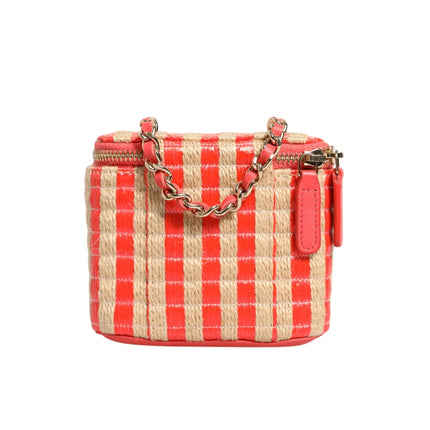 Chanel Raffia Jute Striped Mini Vanity Case