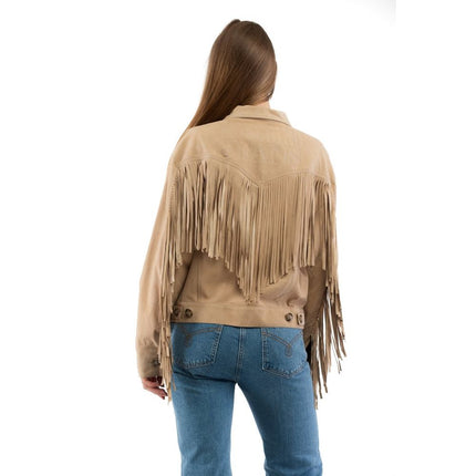 Moschino Beige Cotton Leather Jacket