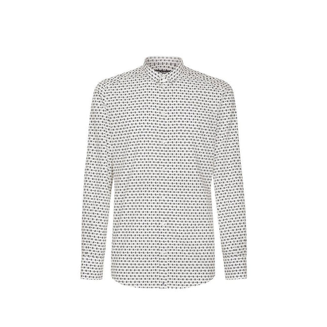 Dolce & Gabbana White Cotton Pattern Shirt