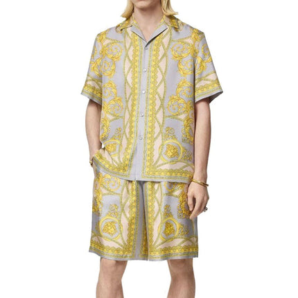 Versace Gray Silk Bermuda Shorts