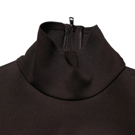 Dolce & Gabbana Brown Turtleneck Jersey Long Maxi Dress
