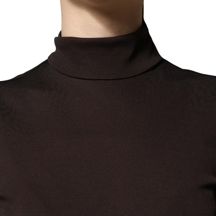 Dolce & Gabbana Brown Turtleneck Jersey Long Maxi Dress