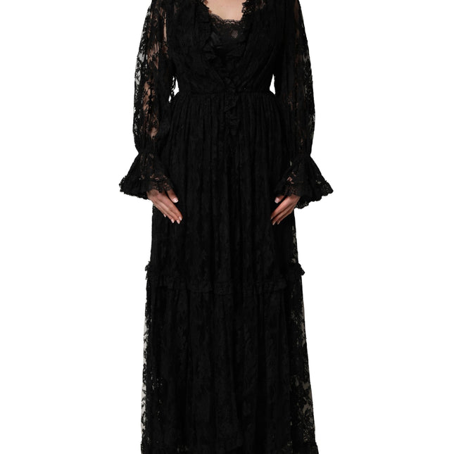 Dolce & Gabbana Black Lace A-line Long Evening Gown Dress