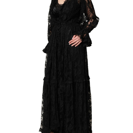 Dolce & Gabbana Black Lace A-line Long Evening Gown Dress