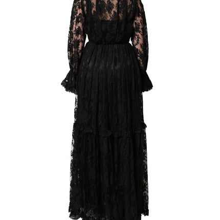 Dolce & Gabbana Black Lace A-line Long Evening Gown Dress