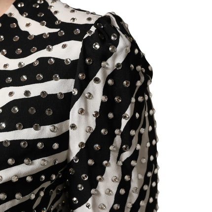 Dolce & Gabbana Black White Zebra Rhinestones Mini Dress