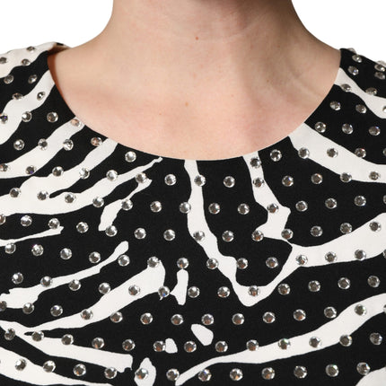 Dolce & Gabbana Black White Zebra Rhinestones Mini Dress