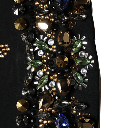 Dolce & Gabbana Black Sleeveless Floral Bead Embellishments Dress