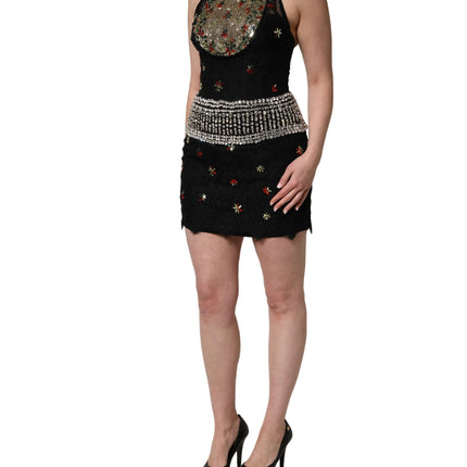 Dolce & Gabbana Black Sequin Embellished Sheath Mini Dress