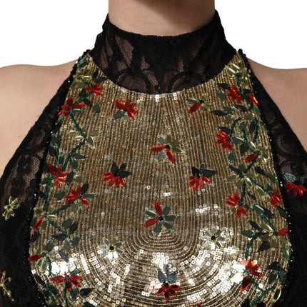 Dolce & Gabbana Black Sequin Embellished Sheath Mini Dress