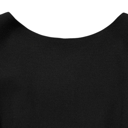 Dolce & Gabbana Black Wool Crepe Long Sleeves Midi Dress
