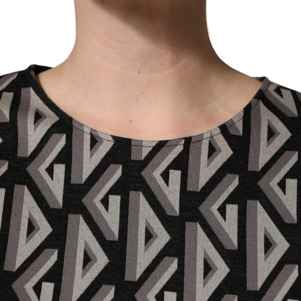 Dolce & Gabbana Black Logo Print Cotton Knee Length Dress
