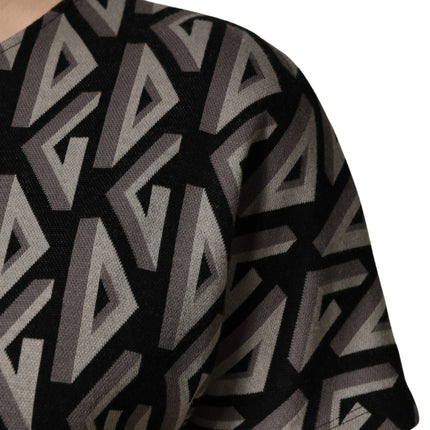 Dolce & Gabbana Black Logo Print Cotton Knee Length Dress