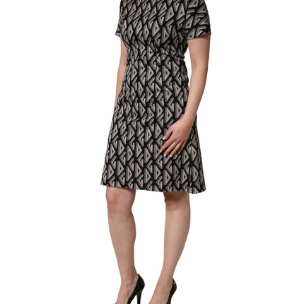 Dolce & Gabbana Black Logo Print Cotton Knee Length Dress