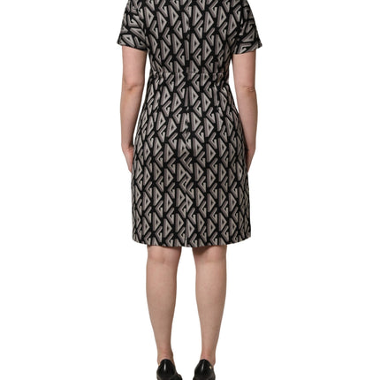 Dolce & Gabbana Black Logo Print Cotton Knee Length Dress