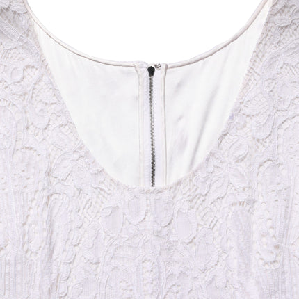 Dolce & Gabbana White Floral Lace Sleeveless Midi Dress