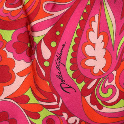 Dolce & Gabbana Red Paisley Floral Print Sheath Midi Dress