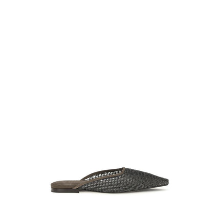 Brunello Cucinelli Brown Calf Leather Bos Taurus Ballet Flats