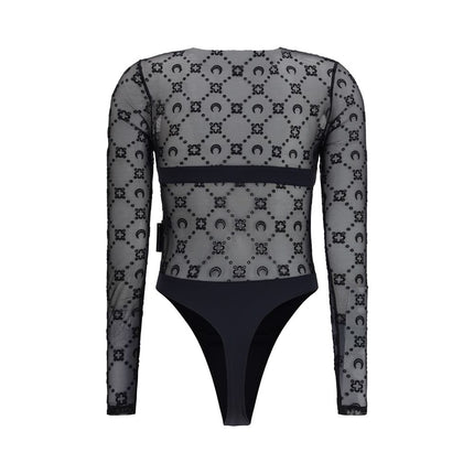 Marine Serre Black Polyamide Bodysuit