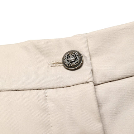 Dolce & Gabbana Beige Cotton Mid Waist Cropped Trouser Pants